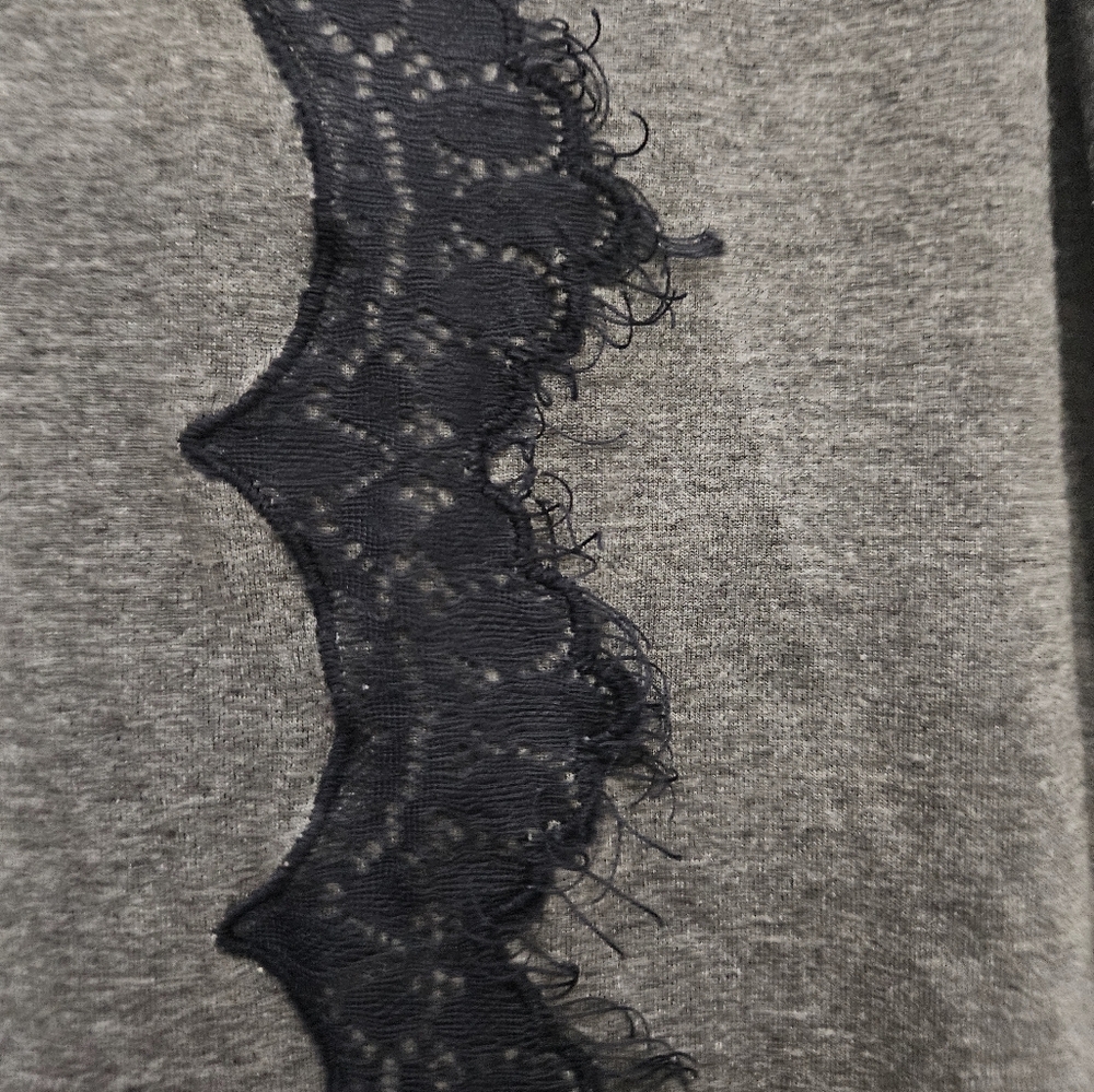 LOFT Gray Sleeveless Top with Black Lace Detail Goth Grunge Medium - Picture 8 of 10